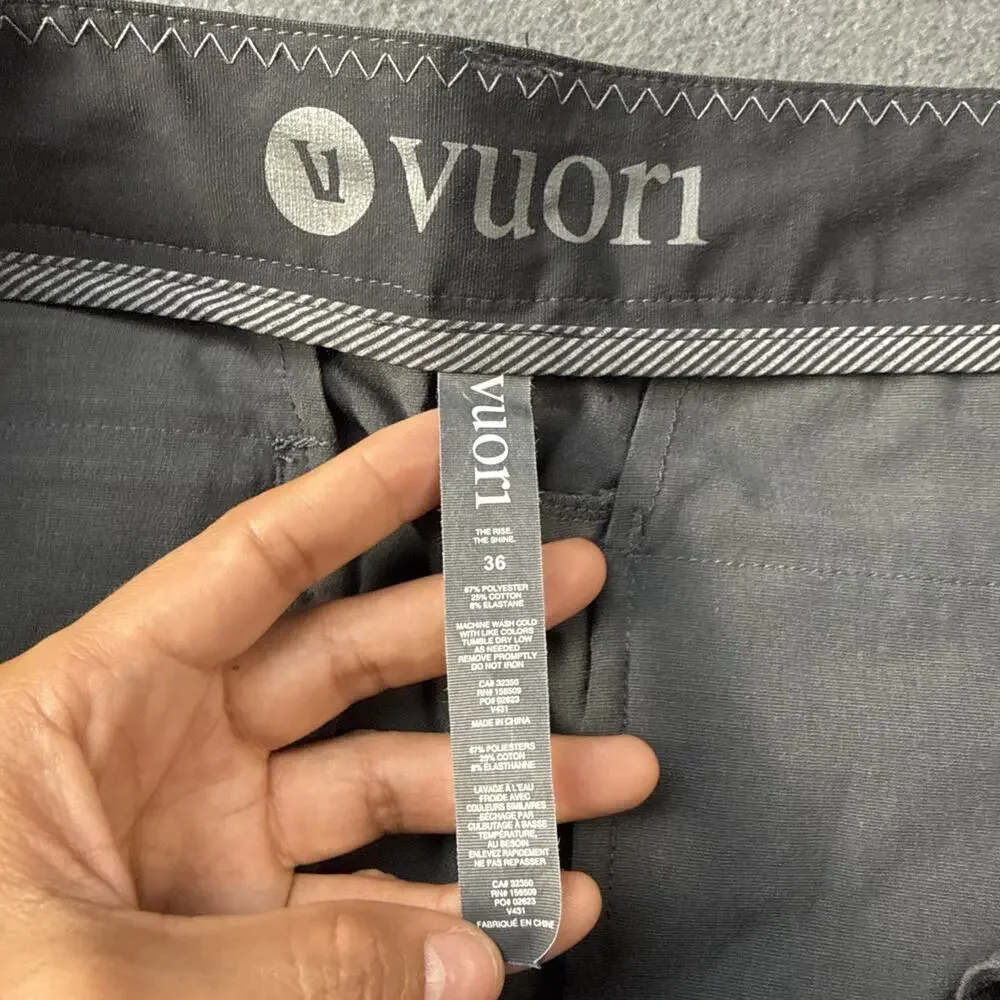 Vuori Meta Pants Mens 36x33 Gray Slim Tapered Chino Zip Pocket Travel Casual